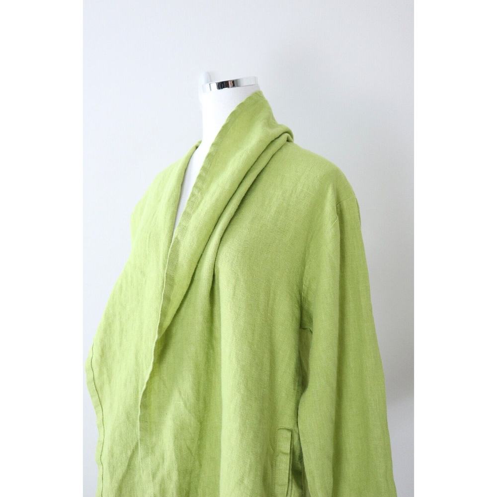 Bryn Walker Size XS Heavy Linen Jacket Drape Front Gooseberry Lime Green - Picture 8 of 14
